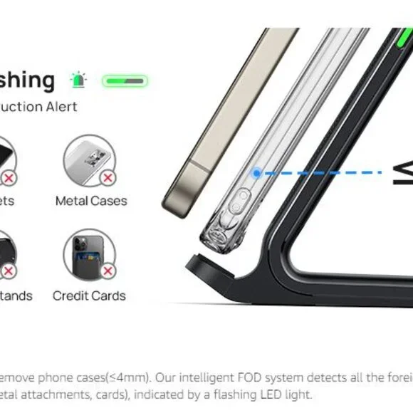 INIU Wireless Charger, 15W Fast Qi-Certified Wireless Charging Stand - Picture 3 of 10